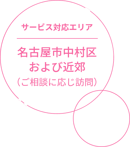 サービス対応エリア　名古屋市中村区および近郊（ご相談に応じ訪問）